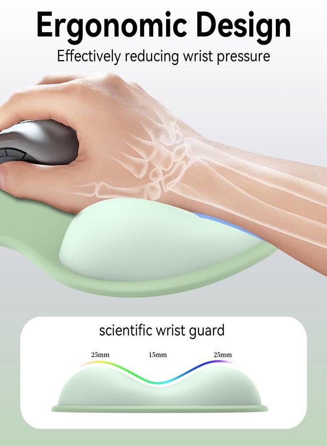 eulps Mouse Pad with Gel Wrist Rest, Ergonomic Comfortable Computer Wrist Support for Laptop, Pain Relief Mousepad with Non-Slip PU Base for Office & Home (Green) - Image 2