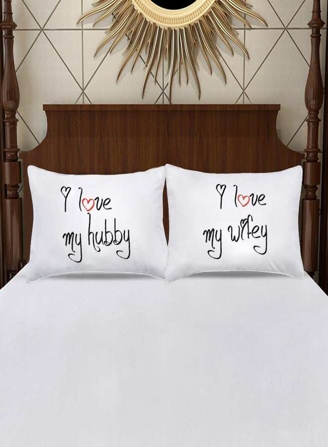 DasyFly I Love My Wifey and I Love My Hubby Couples Pillowcases,His Hers 2nd Anniversary Wedding Gifts for The Couple,Romantic Valentine's Day for Husband and Wife - Image 2