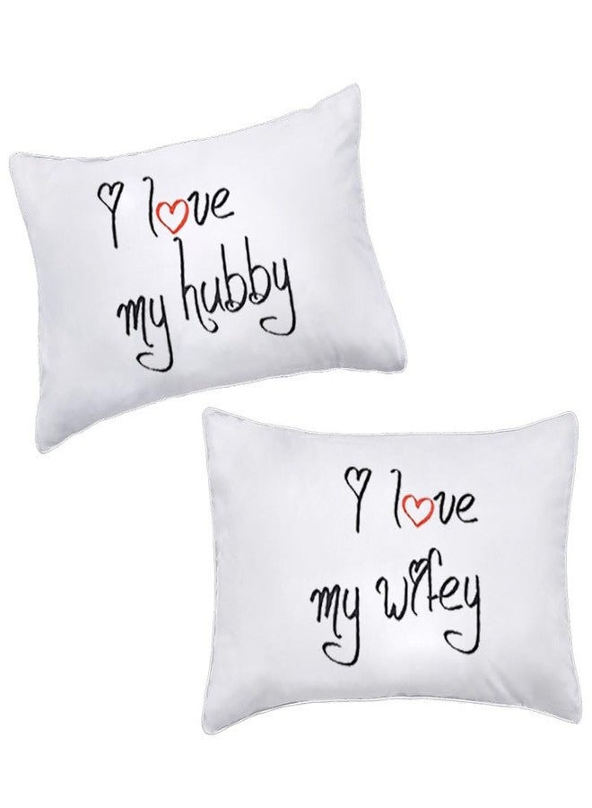 DasyFly I Love My Wifey and I Love My Hubby Couples Pillowcases,His Hers 2nd Anniversary Wedding Gifts for The Couple,Romantic Valentine's Day for Husband and Wife - Image 1