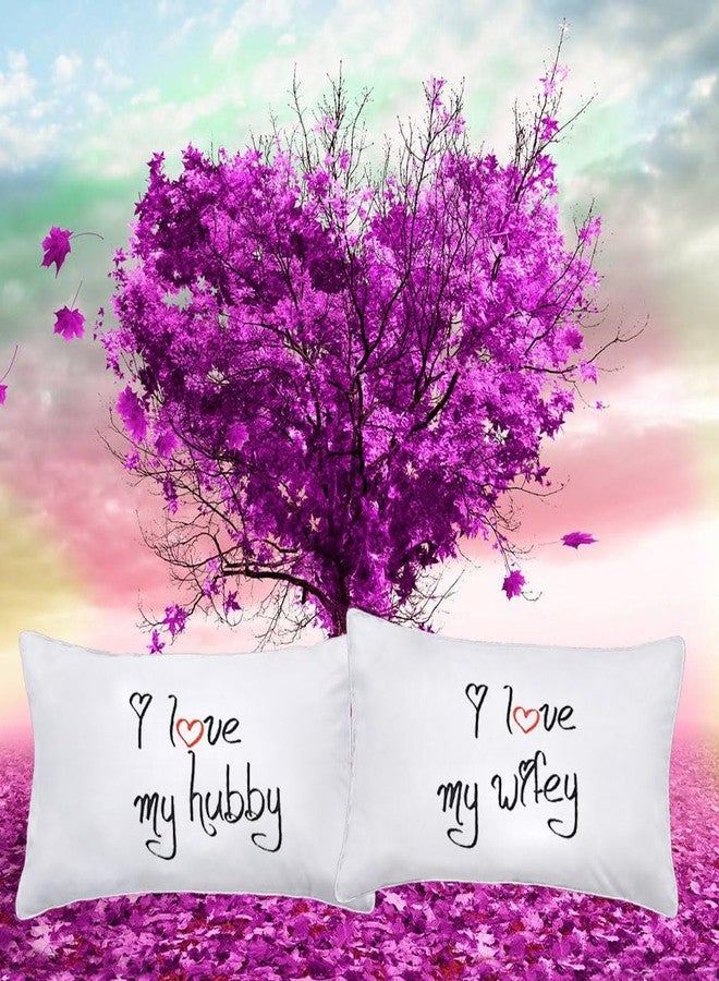 DasyFly I Love My Wifey and I Love My Hubby Couples Pillowcases,His Hers 2nd Anniversary Wedding Gifts for The Couple,Romantic Valentine's Day for Husband and Wife - Image 3