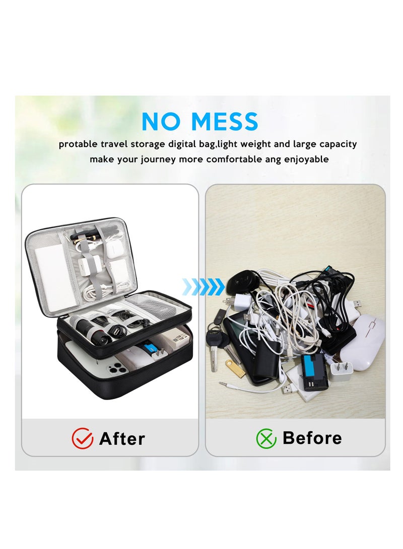 Zikra Electronic Organizer Travel Case, Travel Cord Organizer Case Portable Waterproof Cable Organizer Bag, Durable and Waterproof Cationic Fabric, for Charger, Cord, USB, Power Bank, Earphone - Image 4
