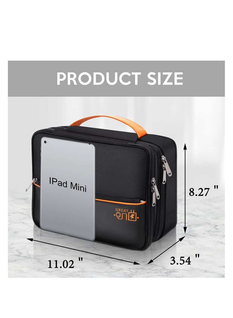 Zikra Electronic Organizer Travel Case, Travel Cord Organizer Case Portable Waterproof Cable Organizer Bag, Durable and Waterproof Cationic Fabric, for Charger, Cord, USB, Power Bank, Earphone - Image 3