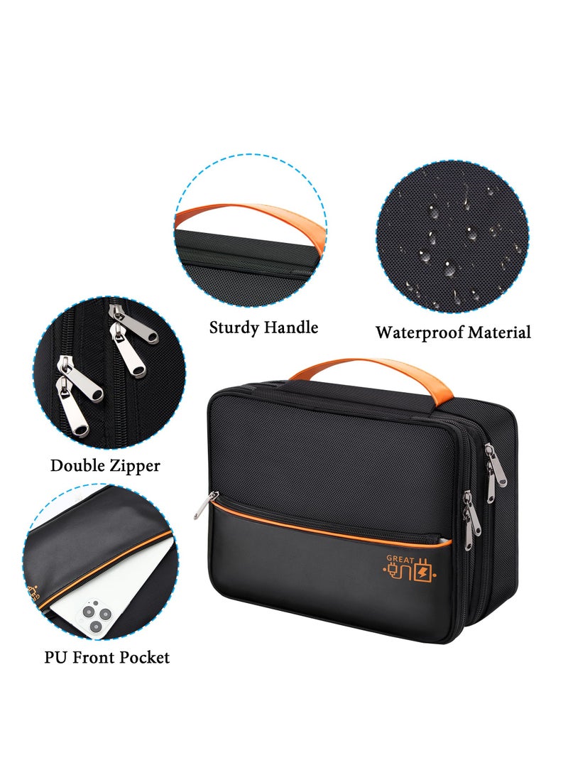 Zikra Electronic Organizer Travel Case, Travel Cord Organizer Case Portable Waterproof Cable Organizer Bag, Durable and Waterproof Cationic Fabric, for Charger, Cord, USB, Power Bank, Earphone - Image 2