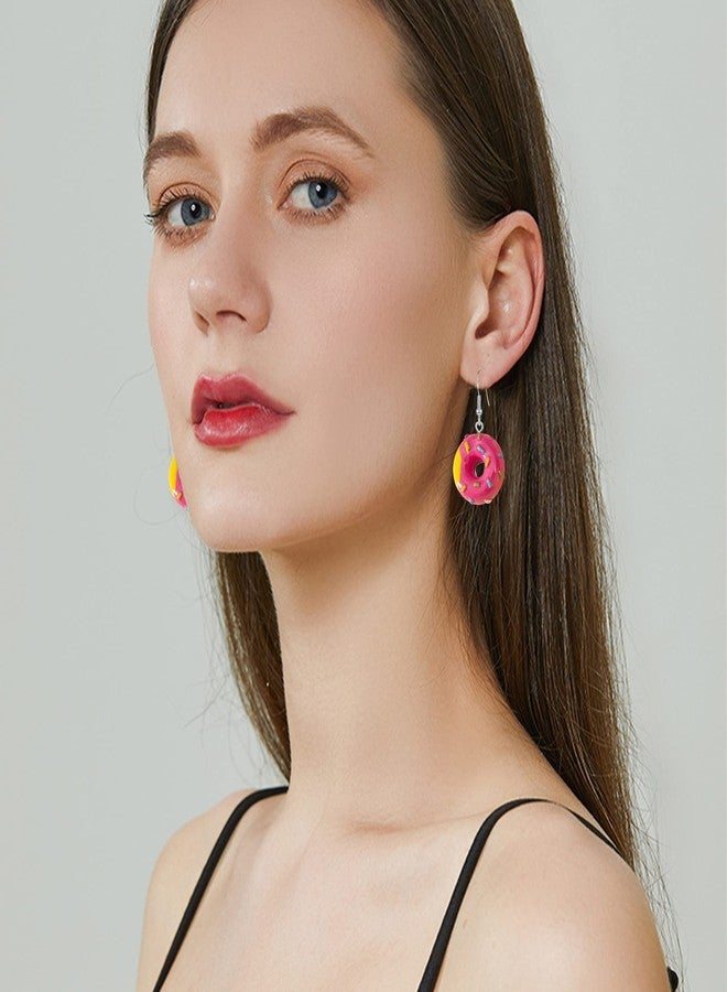 Anmpab 4 Pairs Imitation Cartoon Food Earrings Resin Popcorn Ice Cream Chocolate Donut Dangle Earrings for Women Friends Set (4 Pairs- Popcorn Bucket+Doughnut+Ice Cream+ Chocolate) - Image 3