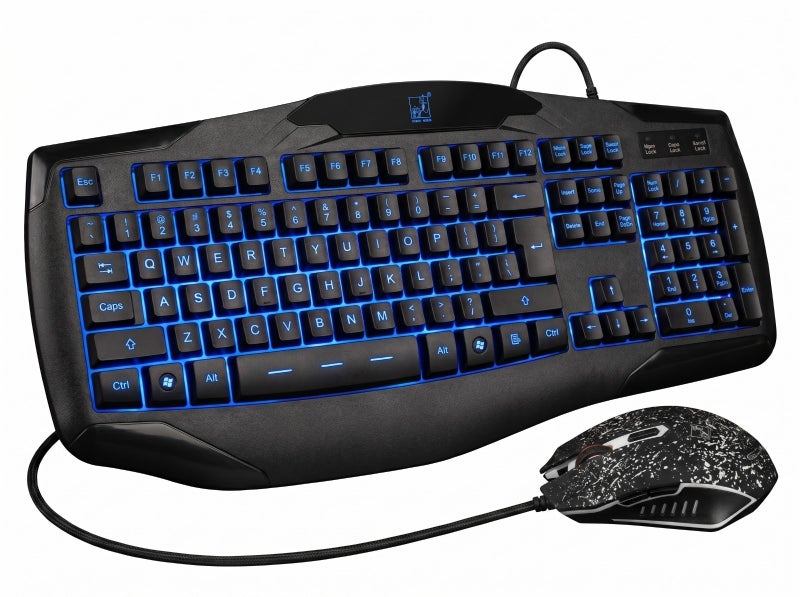 G12 Wired Gaming Keyboard and Mouse Combo with LED Lighting, USB Connectivity, Black, Suitable for Gaming and Everyday Use - Image 1