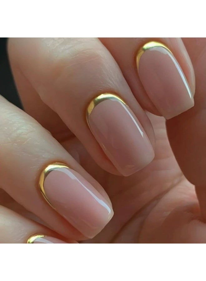 Goolsky Gold French Press-on Nails - Wearable Fake Nail Extensions Removable Manicure Tips - Image 1