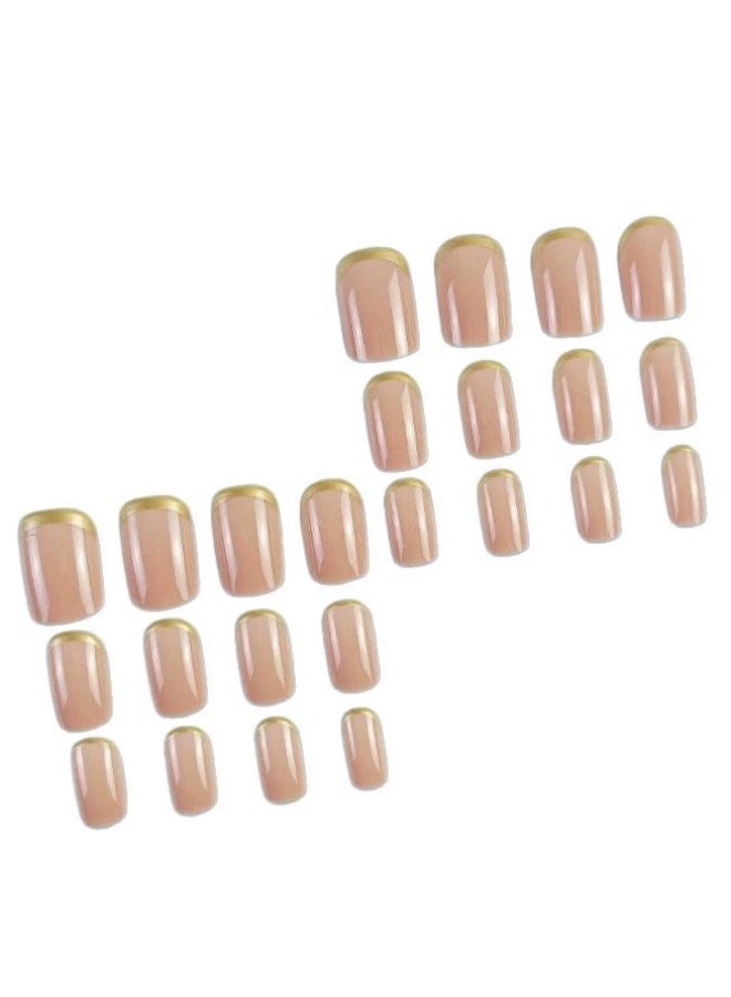Goolsky Gold French Press-on Nails - Wearable Fake Nail Extensions Removable Manicure Tips - Image 4