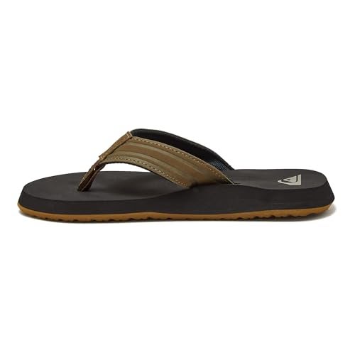 Quiksilver boys Youth Monkey Wrench Flip Flop (Little Kid/Big Kid) Sandal, Tan - Solid, 4 Big Kid US - Image 3