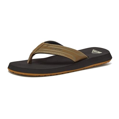 Quiksilver boys Youth Monkey Wrench Flip Flop (Little Kid/Big Kid) Sandal, Tan - Solid, 4 Big Kid US - Image 1