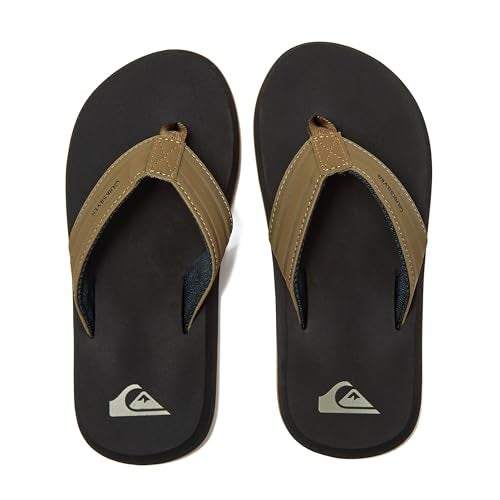 Quiksilver boys Youth Monkey Wrench Flip Flop (Little Kid/Big Kid) Sandal, Tan - Solid, 4 Big Kid US - Image 4