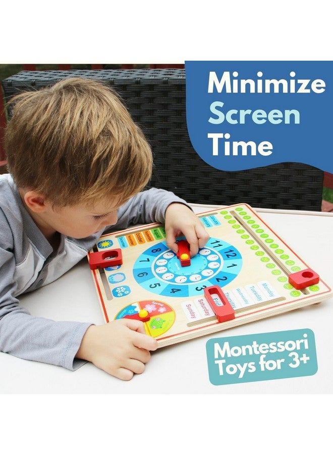 Pidoko Kids Pidoko Kids Montessori Toys for Toddlers 3 Years - 4 Year Old Learning Materials for Preschool - All About Today Board - Wooden Calendar and Learning Clock - Educational Gifts for Boys and Girls - Image 4