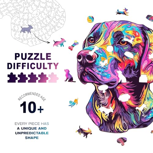 Purdicra Wooden Puzzles for Adults Painted Labrador Wooden Jigsaw Puzzle Unique Animal Shaped Wood Puzzles Adult Christmas Birthday Gifts for FriendsFamily Home Decor 133 114in 212pcs - Image 5