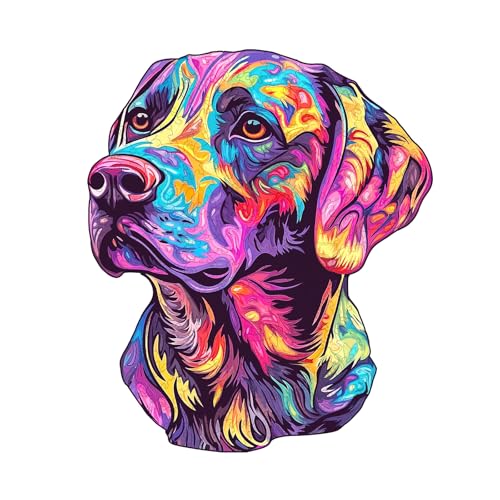 Purdicra Wooden Puzzles for Adults Painted Labrador Wooden Jigsaw Puzzle Unique Animal Shaped Wood Puzzles Adult Christmas Birthday Gifts for FriendsFamily Home Decor 133 114in 212pcs - Image 1