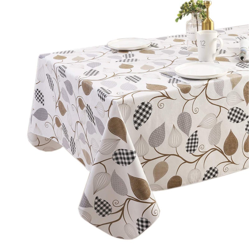 Walrus Heavy Duty Vinyl Tablecloth with Flannel Backing Waterproof Oil-Proof Plastic Table Cloth Stain-Resistant Wipeable Rectangle or Square Table Cover for Indoor and Outdoor (Leaves, 54X54 Inch) - Image 4
