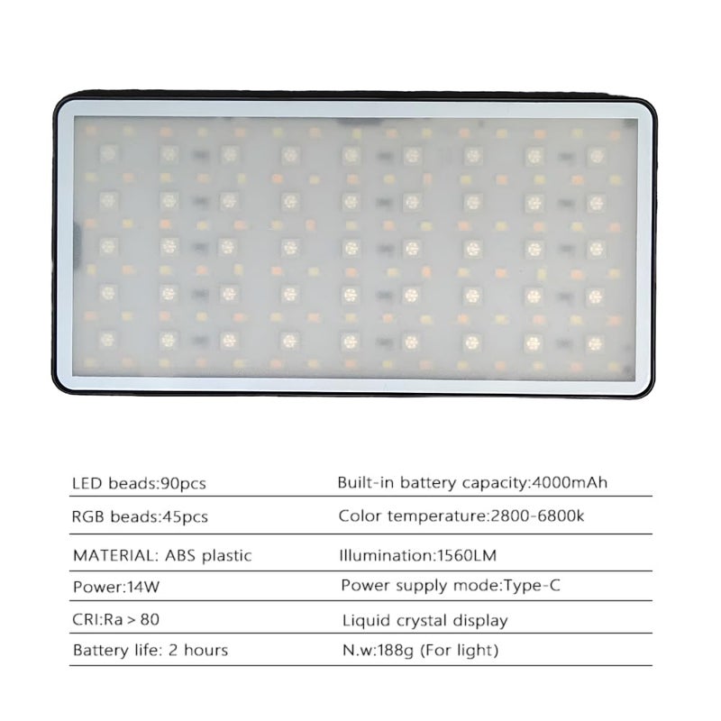 Scalebee 14W RGB Video Led Light with OLED Display, 360° Color Control, USB-C Charging, 17 Preset Effects, ABS Body, Multi-Scene Lighting for Photo & Video Shoots 4000mAh Built-in Battery. - Image 2