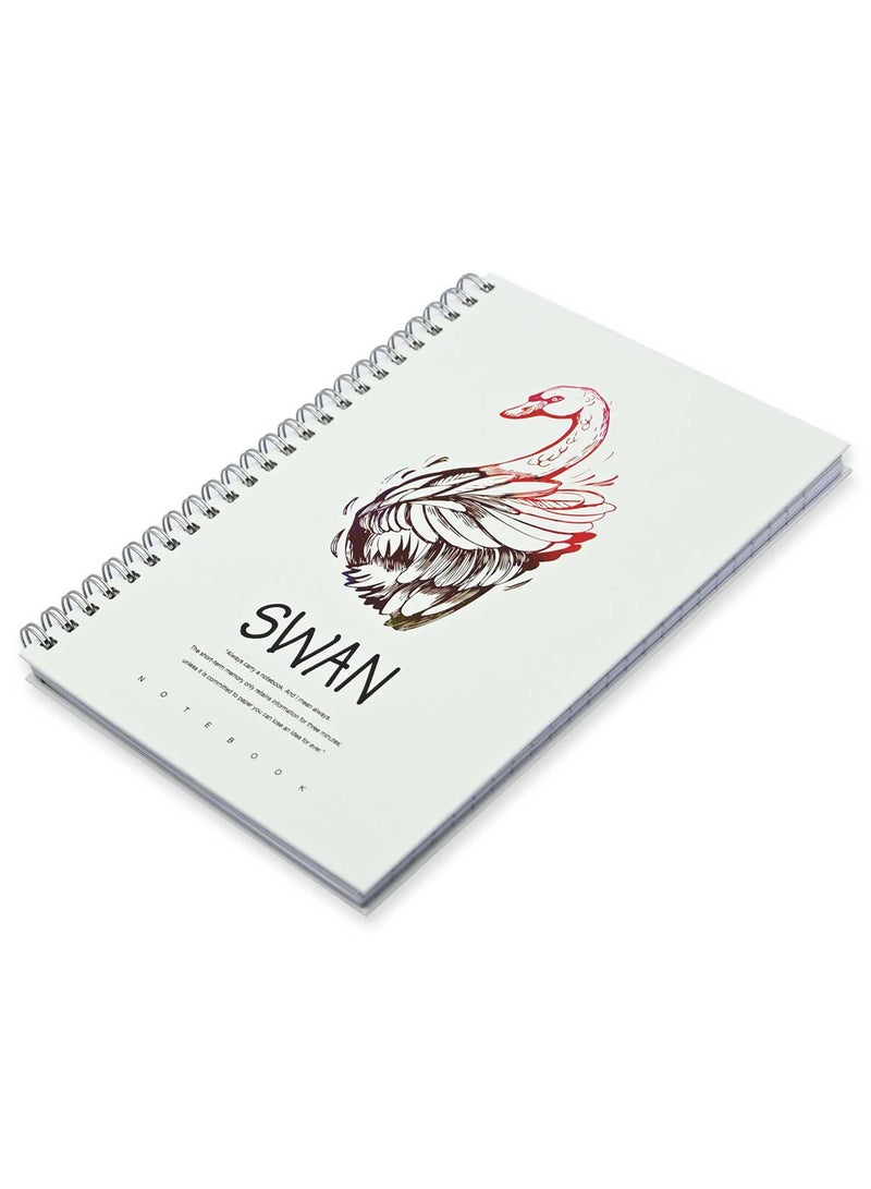 FIS Pack Of 5 Spiral Hard Cover Notebook, 96 Sheets A5 Swan Design 4 -FSNBSHCA596-SWA4 - Image 1