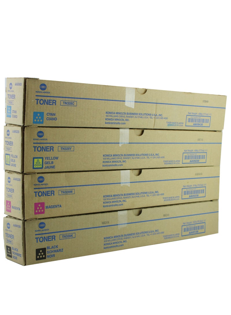 كونيكا مينولتا مجموعة كاملة من حبر كونيكا مينولتا Bizhub TN-328 BCYM ذات عدد صفحات مرتفع / C250i/C300i/C360i - Image 1