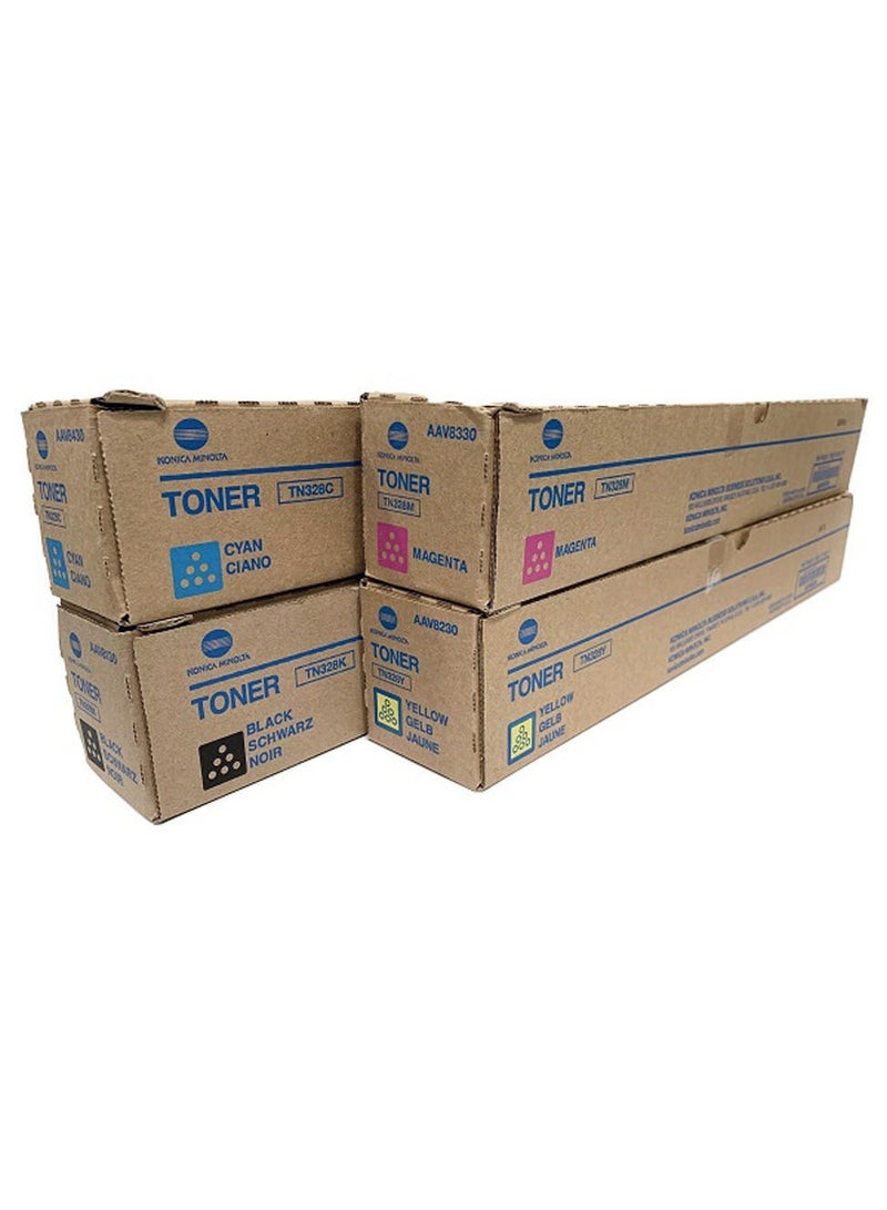 كونيكا مينولتا مجموعة كاملة من حبر كونيكا مينولتا Bizhub TN-328 BCYM ذات عدد صفحات مرتفع / C250i/C300i/C360i - Image 2