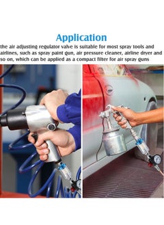 Generic Spray Gun Painting Sprayer Oil Water Separator, 1/4 Inch Pressure Gauge, and Water Trap Filter, Pressure Regulator Air Compressor Regulator for Air Spray Paint Gun Air Pressure Cleaner  - Image 3