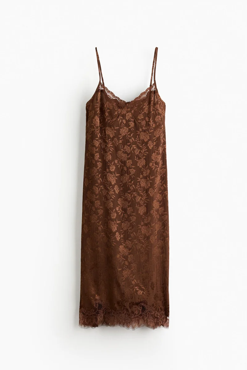 H&M Lace-trimmed brocade dress