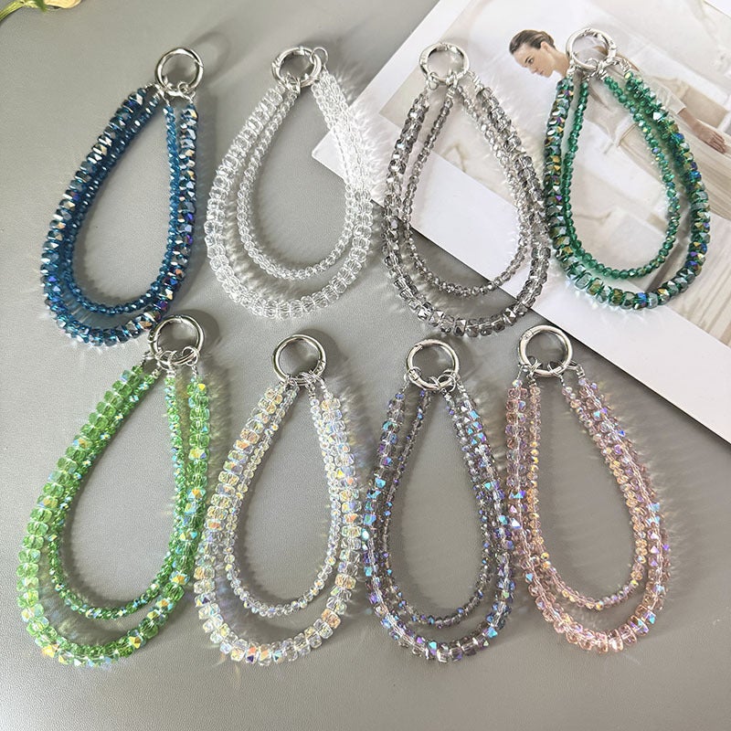 Double-layer Wheel Crystal Mobile Phone Chain Advanced Sense Wrist Anti-lost Mobile Phone Lanyard DIY Beaded Bag Hanging Accessories - Image 2
