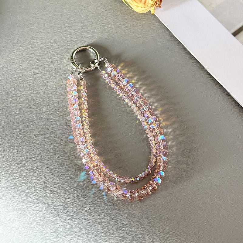 Double-layer Wheel Crystal Mobile Phone Chain Advanced Sense Wrist Anti-lost Mobile Phone Lanyard DIY Beaded Bag Hanging Accessories - Image 3
