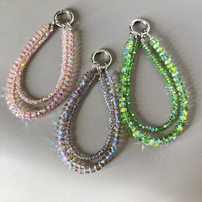 Double-layer Wheel Crystal Mobile Phone Chain Advanced Sense Wrist Anti-lost Mobile Phone Lanyard DIY Beaded Bag Hanging Accessories - Image 4
