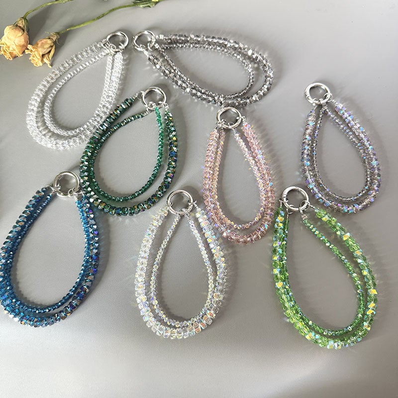 Double-layer Wheel Crystal Mobile Phone Chain Advanced Sense Wrist Anti-lost Mobile Phone Lanyard DIY Beaded Bag Hanging Accessories - Image 5