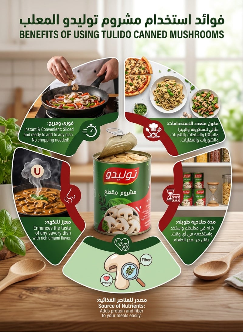Tolido Toledo Sliced Mushrooms - 800g - Premium Quality Canned Mushrooms for Cooking & Pizza - Image 3