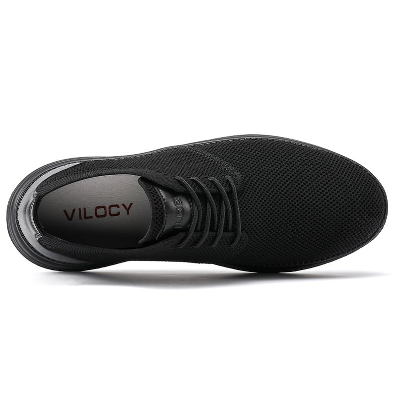 VILOCY Shoes for Mens Fashion Dress Sneakers Casual Walking Shoes Business Oxfords Comfortable Breathable Lightweight Tennis All Black,US9.5 EU42.5 - Image 4
