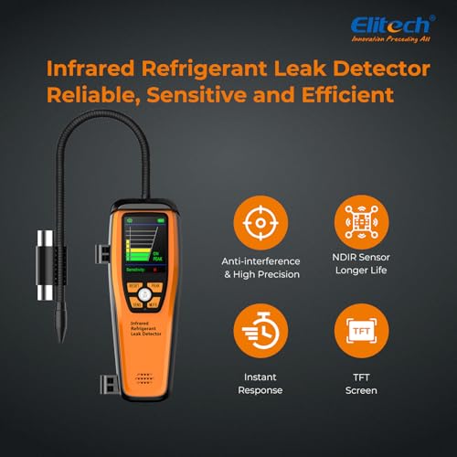 Elitech HVAC Refrigerant Leak Detector 10 Yrs Infrared Sensor Life, Halogen Freon Sniffer, Air Conditioning Detection, Automotive Gas Finder, ILD-200 - Image 2