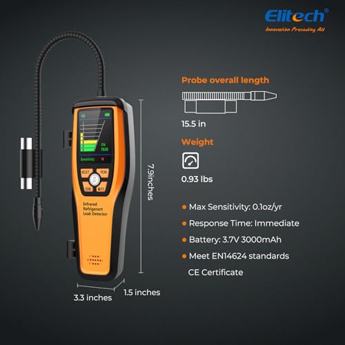Elitech HVAC Refrigerant Leak Detector 10 Yrs Infrared Sensor Life, Halogen Freon Sniffer, Air Conditioning Detection, Automotive Gas Finder, ILD-200 - Image 5
