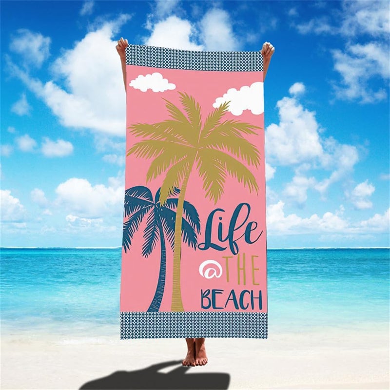 Oversized Microfiber Beach Towel Set, Quick Dry and Sand Free, Cute Palm Tree Design, 30×60 Inch, Soft Beach Towels for Kids, Women, Men, Pool, Swim, Beach Essentials - Image 2