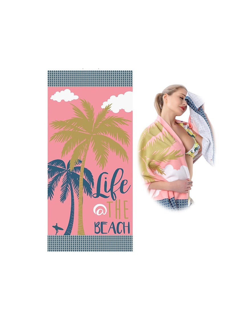 SYOSI Oversized Microfiber Beach Towel Set, Quick Dry and Sand Free, Cute Palm Tree Design, 30×60 Inch, Soft Beach Towels for Kids, Women, Men, Pool, Swim, Beach Essentials  - Image 1