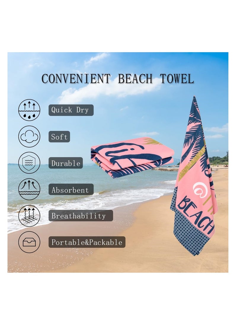 SYOSI Oversized Microfiber Beach Towel Set, Quick Dry and Sand Free, Cute Palm Tree Design, 30×60 Inch, Soft Beach Towels for Kids, Women, Men, Pool, Swim, Beach Essentials  - Image 3