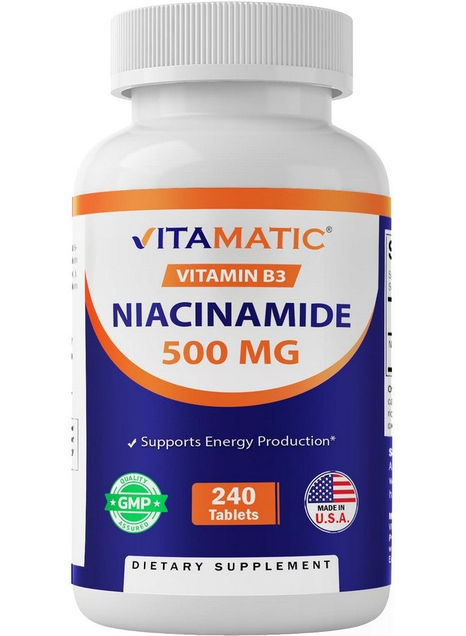 Vitamatic Niacinamide 500 mg 240 Tablets - Flush Free Vitamin B3 - Supports Energy Production - Image 1
