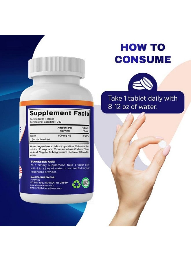 Vitamatic Niacinamide 500 mg 240 Tablets - Flush Free Vitamin B3 - Supports Energy Production - Image 4