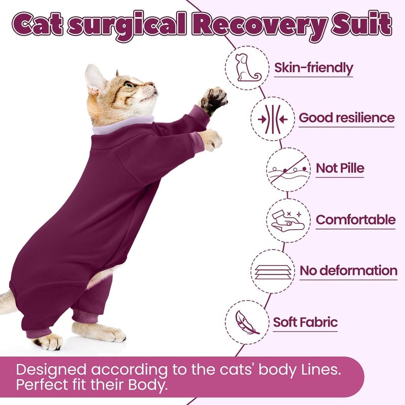 ADNIKIA Cat Hair Sticky Onesie, Prevent Hair Loss Cat Pajamas, Long Sleeves Anti-Licking & Skin Disease Recovery Suit for Cats, Sphynx Clothes Costumes Outfits for Pet - Image 5