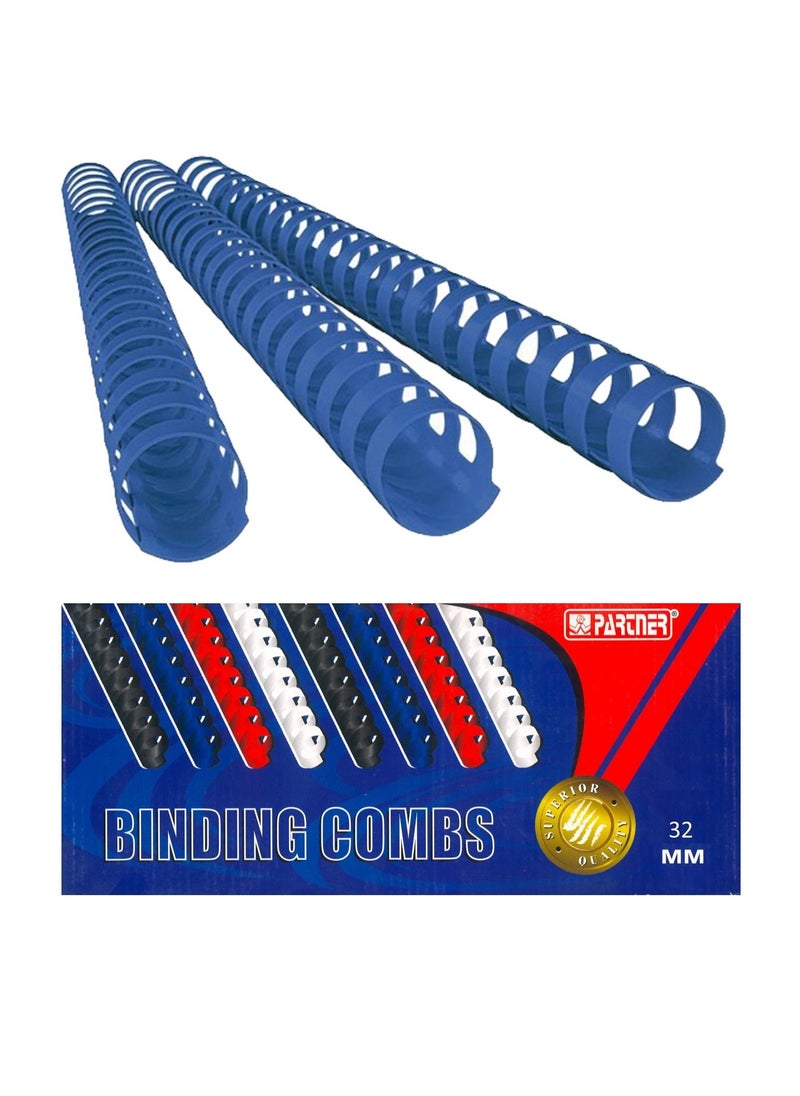 PARTNER 50-Piece Binding Combs 32mm Blue  - Image 1