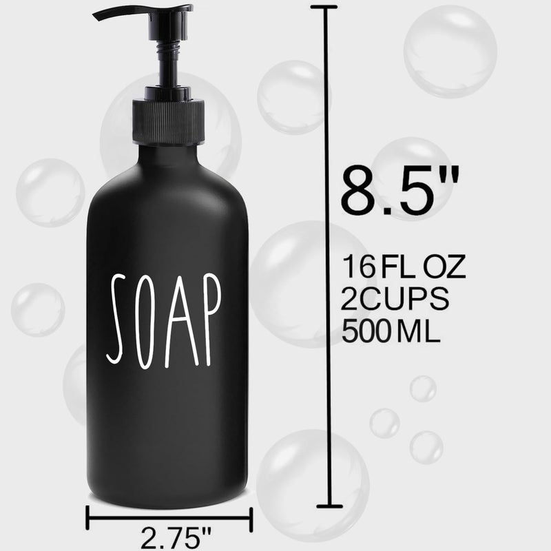 MOMEEMO Matte Black Soap Dispenser Bathroom Set, Contains Lotion and Hand Soap Dispenser, Suitable for Bathroom Decor Farmhouse Style. (Black) - Image 2