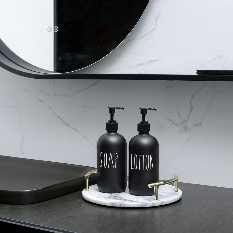 MOMEEMO Matte Black Soap Dispenser Bathroom Set, Contains Lotion and Hand Soap Dispenser, Suitable for Bathroom Decor Farmhouse Style. (Black) - Image 3