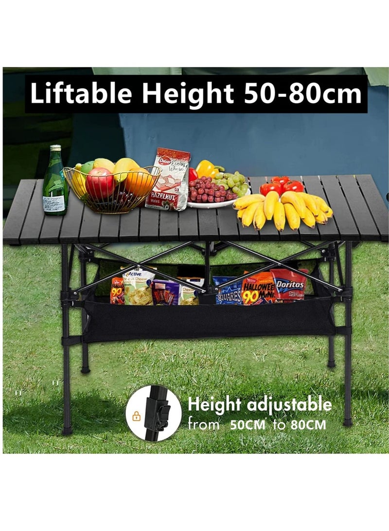 WALALLA Height Adjustable Lightweight Titanium Steel Portable Folding Roll Up Grill Camp Table with Carrying Bag for Beach Camping Picnic Fishing BBQ - Image 3