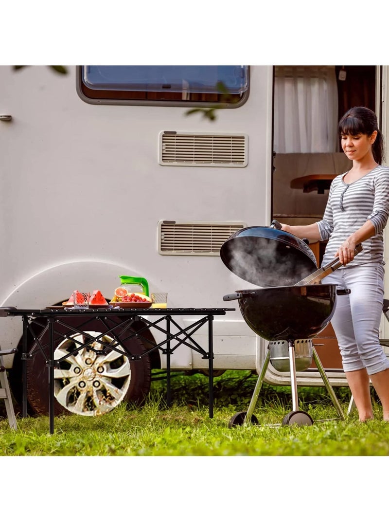 WALALLA Height Adjustable Lightweight Titanium Steel Portable Folding Roll Up Grill Camp Table with Carrying Bag for Beach Camping Picnic Fishing BBQ - Image 4