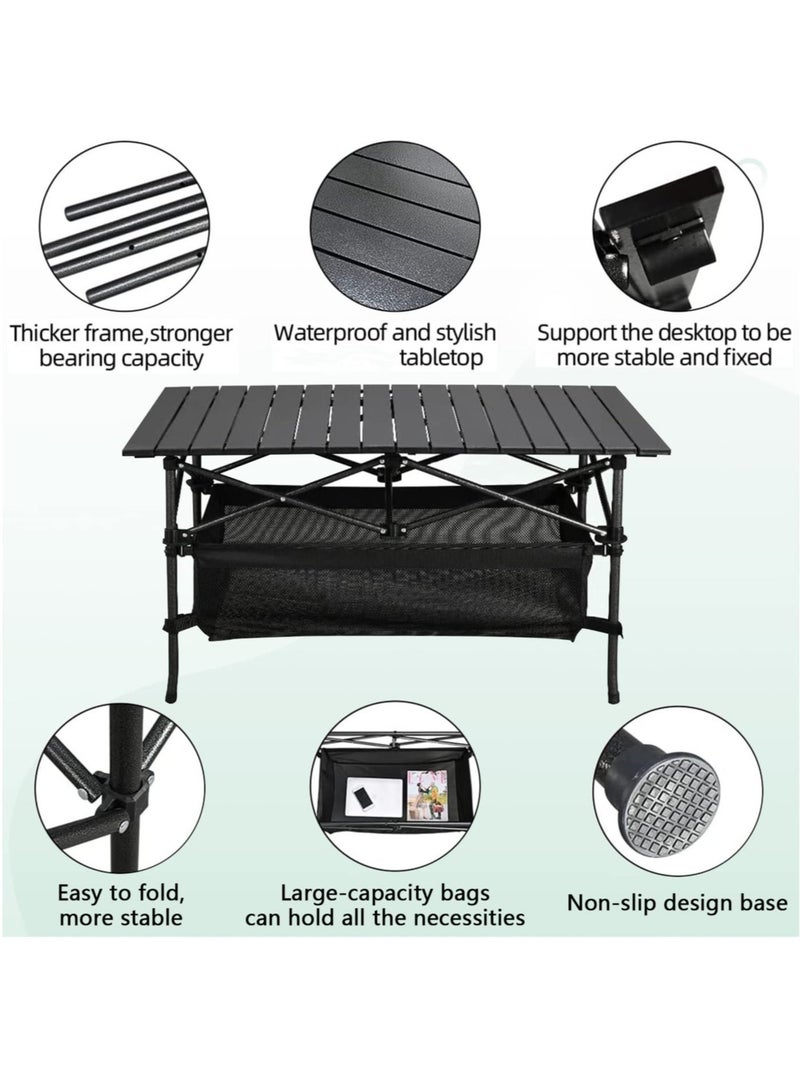 WALALLA Height Adjustable Lightweight Titanium Steel Portable Folding Roll Up Grill Camp Table with Carrying Bag for Beach Camping Picnic Fishing BBQ - Image 5