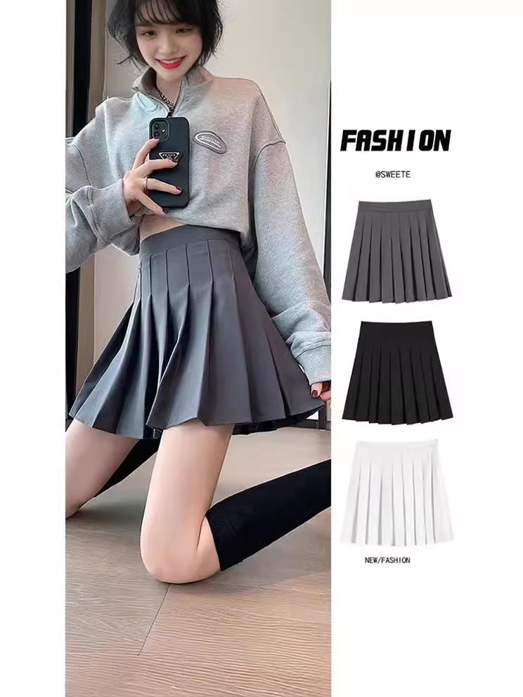 Pleated Skirt Women'S Korean Style College Style Jk High Waist A- Line Skirt Gray Skirt Short Skirt For Small Men - Image 2