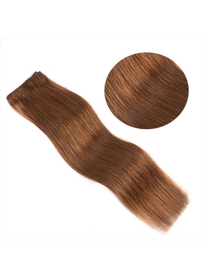 Winsky 12" Clip in Hair Extensions Remy Human Hair for Women - Silky Straight Clip in Hair Extensions Human Hair 50grams 4pieces Chestnut Brown #8 Color (12inches, 8) - Image 5