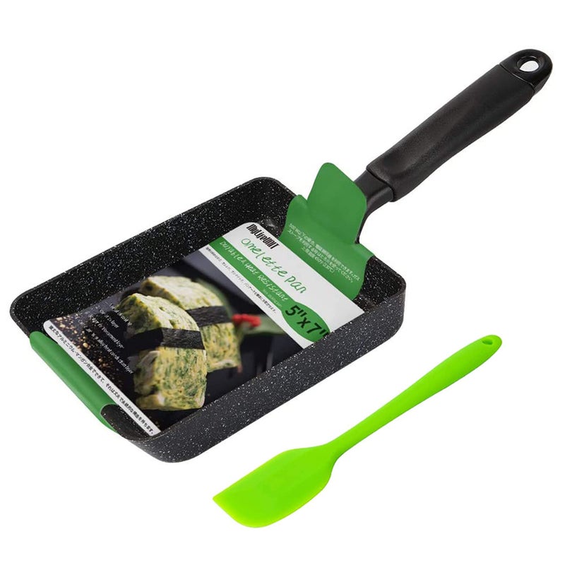 MYLIFEUNIT MyLifeUNIT Tamagoyaki Pan Japanese Omelette Pan Nonstick with Silicone Spatula Square Egg Pan 7 x 5 inches Black