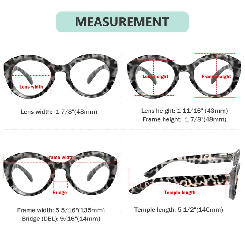 Eyekepper 4 Packing Round Reading Glasses Women Large Frame Stylish Readers +1.75 - Image 3