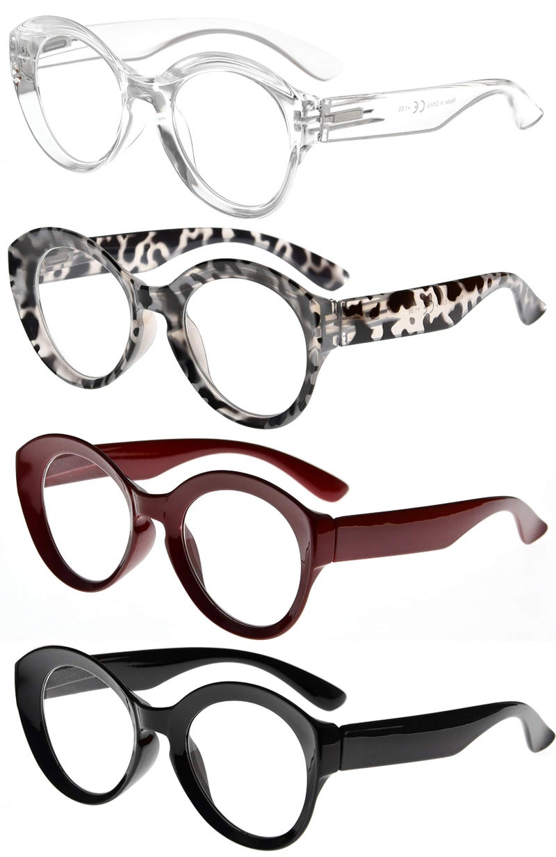 Eyekepper 4 Packing Round Reading Glasses Women Large Frame Stylish Readers +1.75 - Image 1