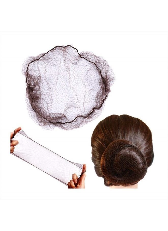 yantaisiyu 50pcs Hairnet Bun Net Invisible Hair Net Elastic Mesh 20inch 50cm (Bulk Packing,Dark Brown)  - Image 1
